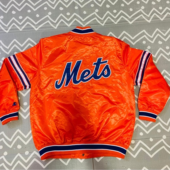 Vintage retro starter New York Mets orange varsity bomber jacket - Picture 8 of 11